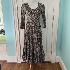 Tradecloth Dress Small Prairie Style Black White Dots